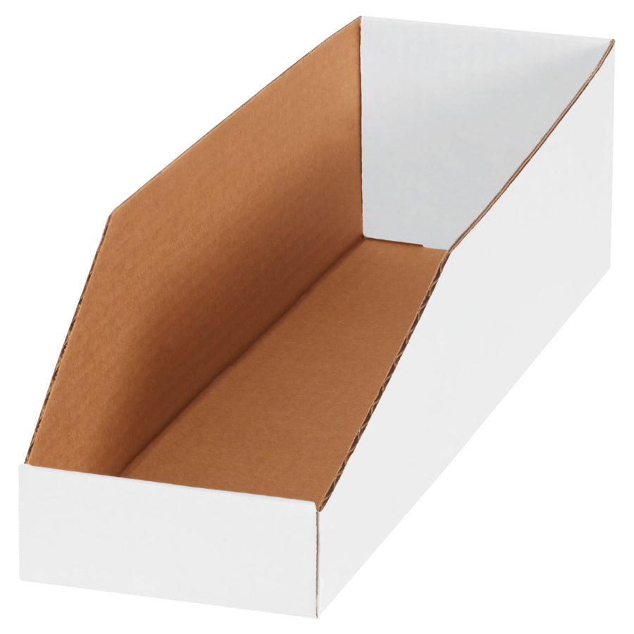 5x18x4.5 ECT-32-B White Corrugated Bin Boxes 50/Bundle BINBWZ518