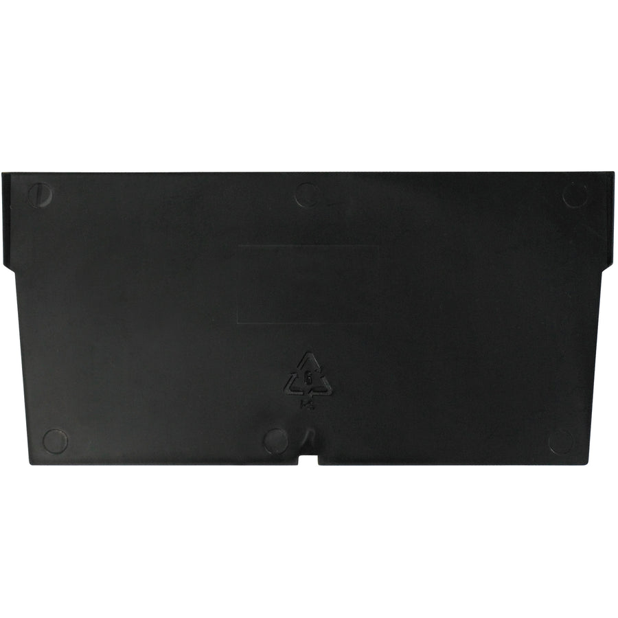 Maximize storage efficiency with durable black plastic shelf bin dividers in bulk. Each 5 1/4" x 3" divider separates bins into organized sections for faster inventory access. Order a full case of 50 and reduce picking time while improving warehouse organization.