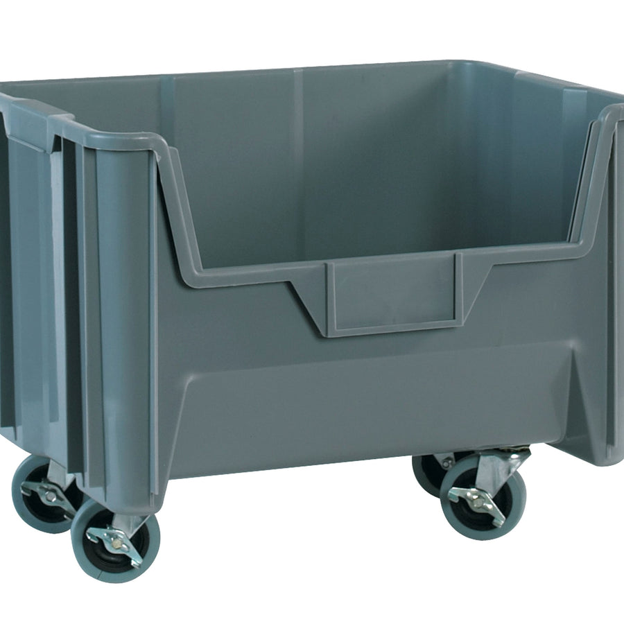 19 7/8 x 15 1/4 in Gray Plastic Stackable Mobile Bins 3/Case BING122