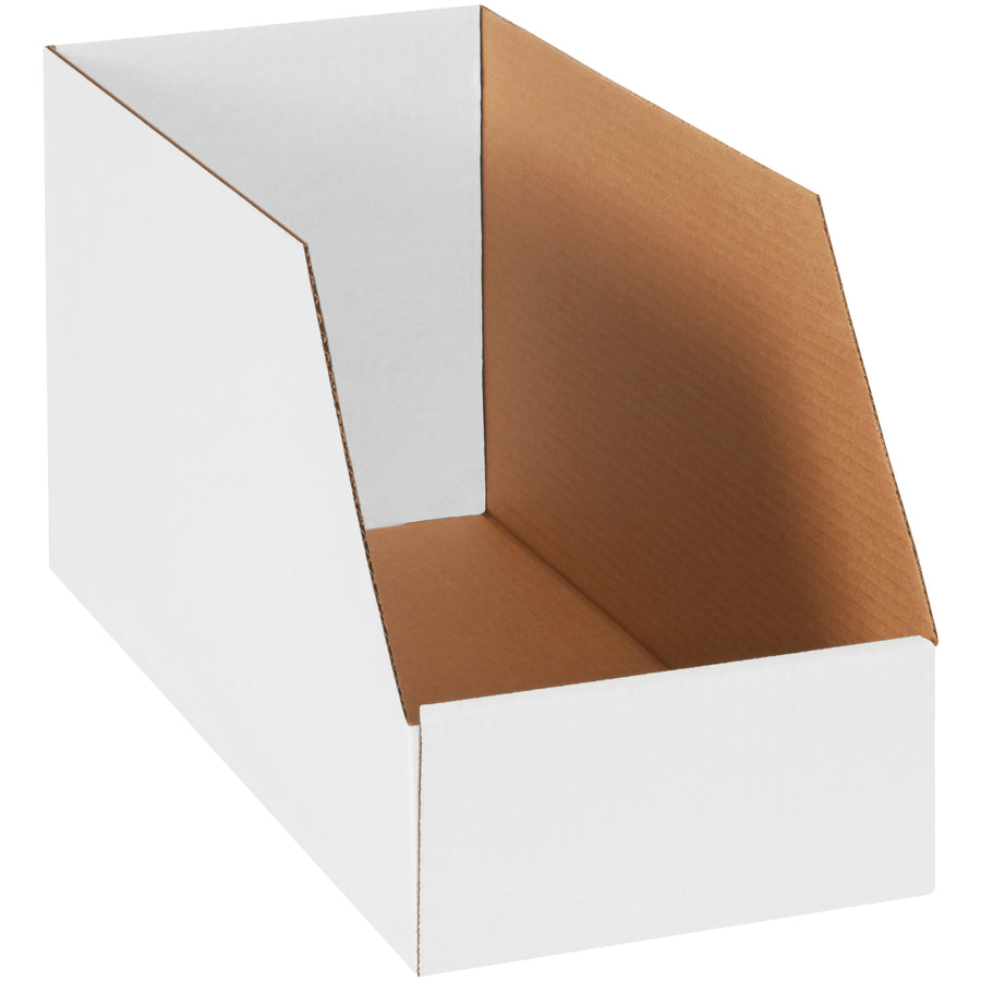Heavy-duty ECT-32-B white corrugated jumbo bin boxes built for demanding warehouse and parts storage applications. These 8x18x10" open-top bin boxes feature high sides for maximum protection and capacity, making them ideal for organizing and staging large, bulky components. Bundle of 25 units–cost-effective storage for industrial operations.
