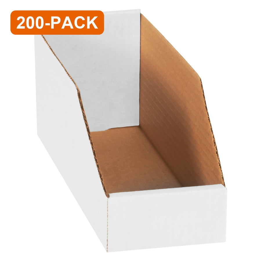 4x12x4.5 ECT-32-B White Corrugated Bin Boxes, 200-Pack (4 Bundles of 50)