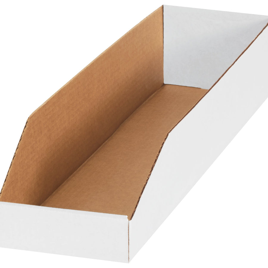 6x24x4.5 ECT-32-B White Corrugated Bin Boxes 50-Pack BINMT624