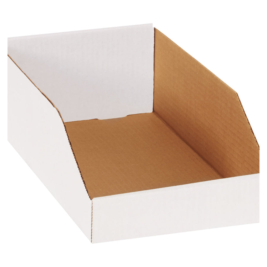 8x15x4.5 ECT-32-B White Corrugated Bin Boxes 50/Bundle BINMT815