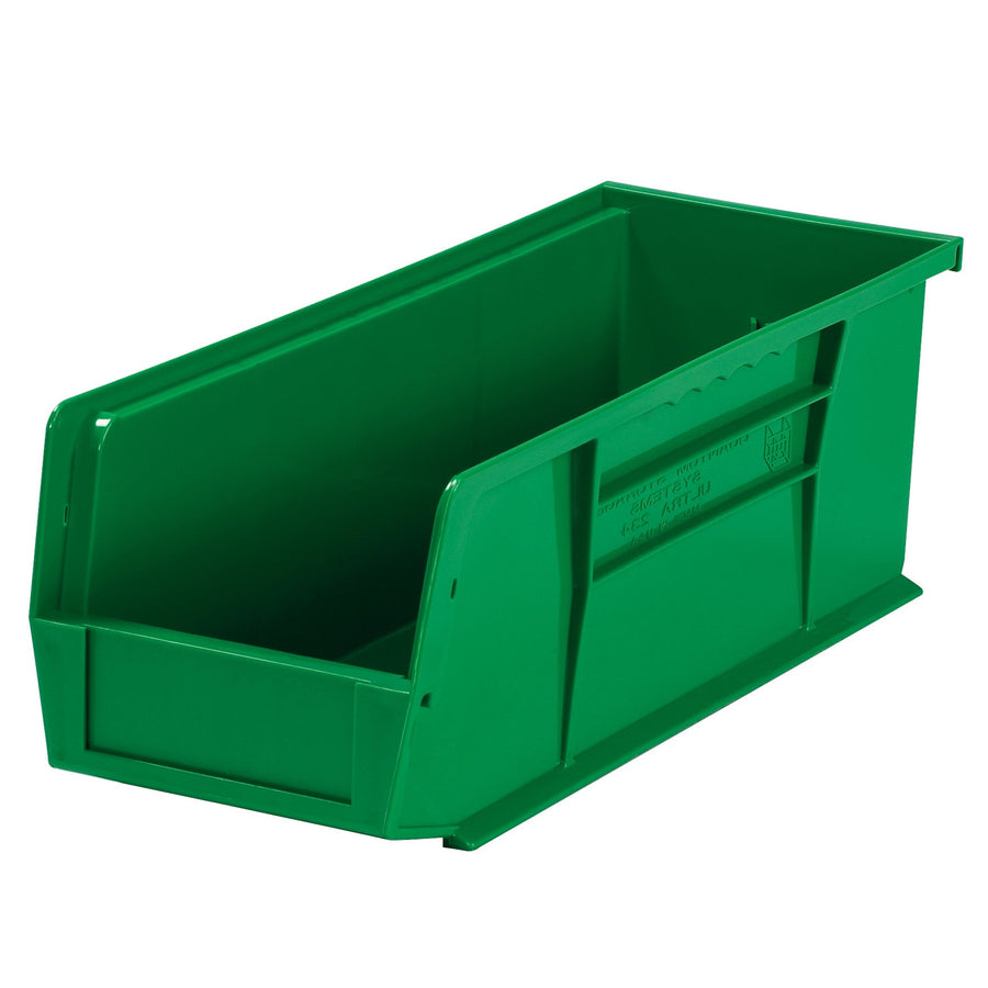 10 7/8 x 4 1/8 x 4 in Green Plastic Stack & Hang Bins 12-Pack BINP1144G