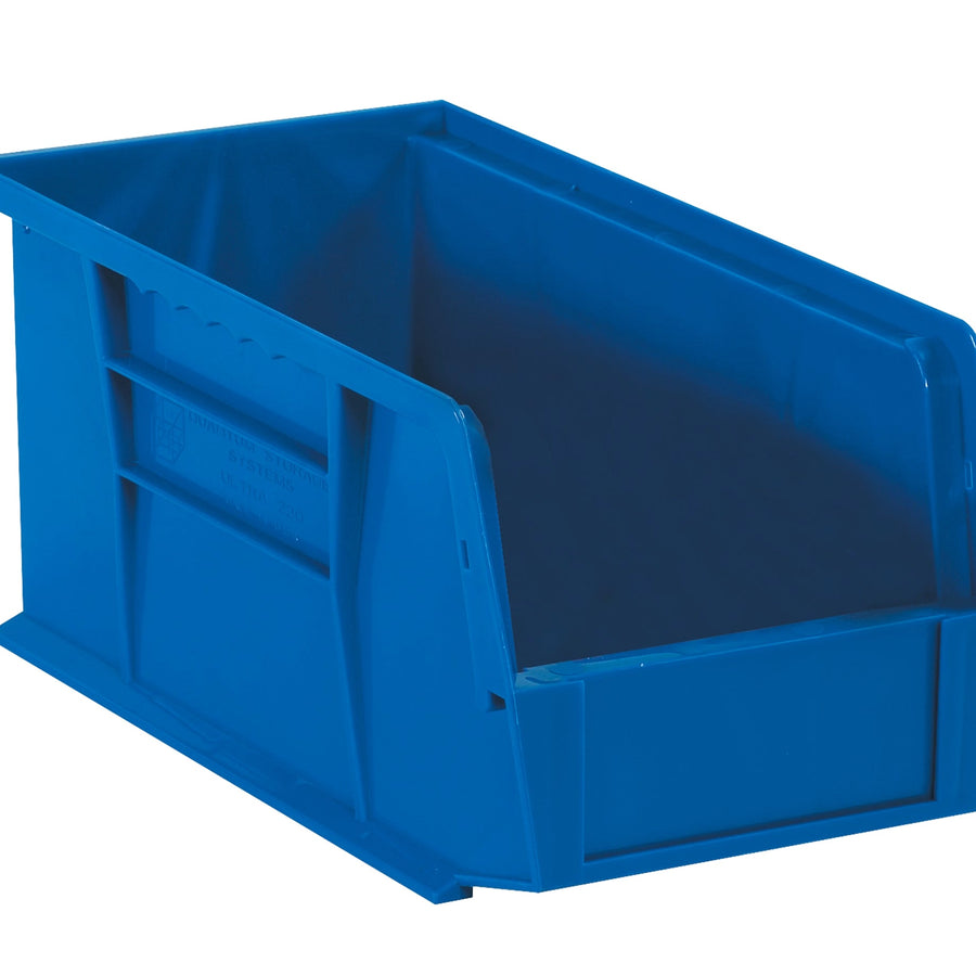 14 3/4 x 8 1/4 x 7 in Blue Plastic Stack & Hang Bins 12/Case BINP1487B