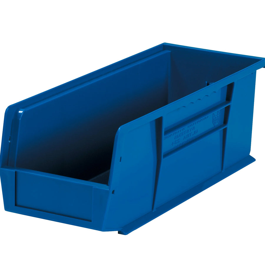 14 3/4 x 5 1/2 x 5 in Blue Plastic Stack & Hang Bins 12/Case BINP1555B