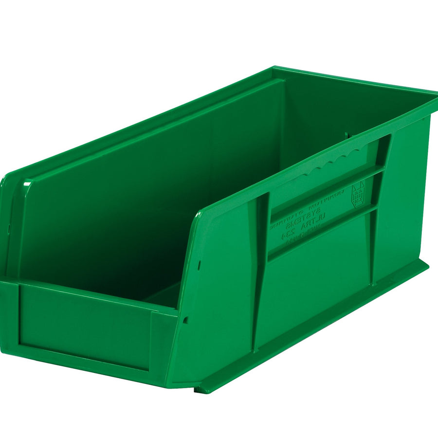 14 3/4 x 5 1/2 x 5 in Green Plastic Stack & Hang Bins 12/Case BINP1555G