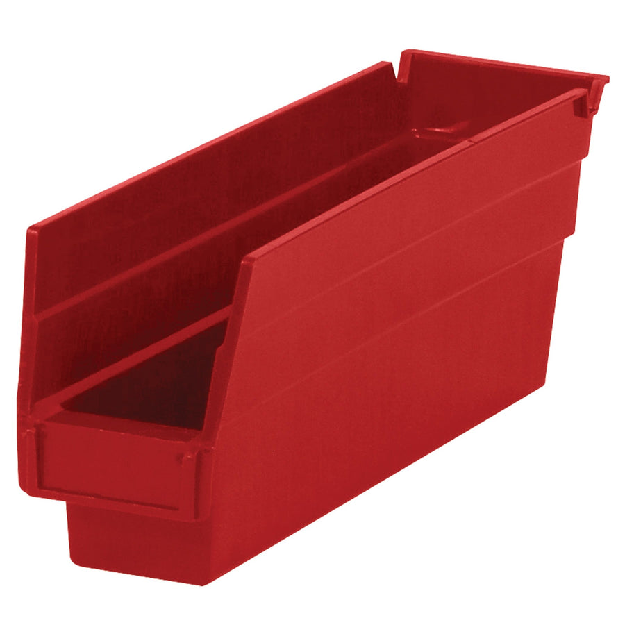 11 5/8 in Red Plastic Shelf Bin Boxes with Label Holder 36/Case BINPS101R