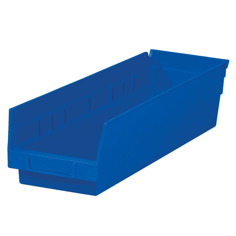 17 7/8 x 4 1/8 x 4 in Blue Plastic Shelf Bins 20/Case BINPS111B