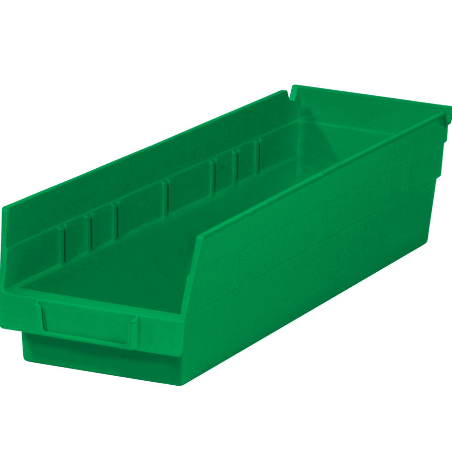 17 7/8 x 4 1/8 x 4 in Green Plastic Shelf Bins 20/Case BINPS111G