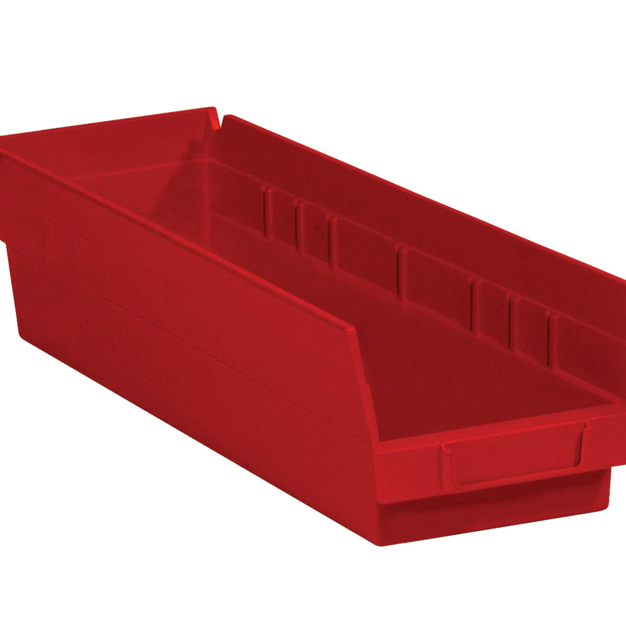 17 7/8 x 4 1/8 x 4 in Red Plastic Shelf Bins 20/Case BINPS111R