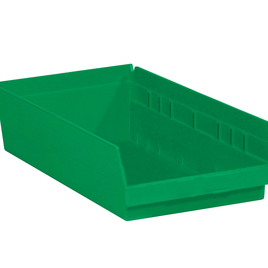 17 7/8 x 11 1/8 x 4 in Green Plastic Shelf Bin Boxes 8-Pack BINPS114G