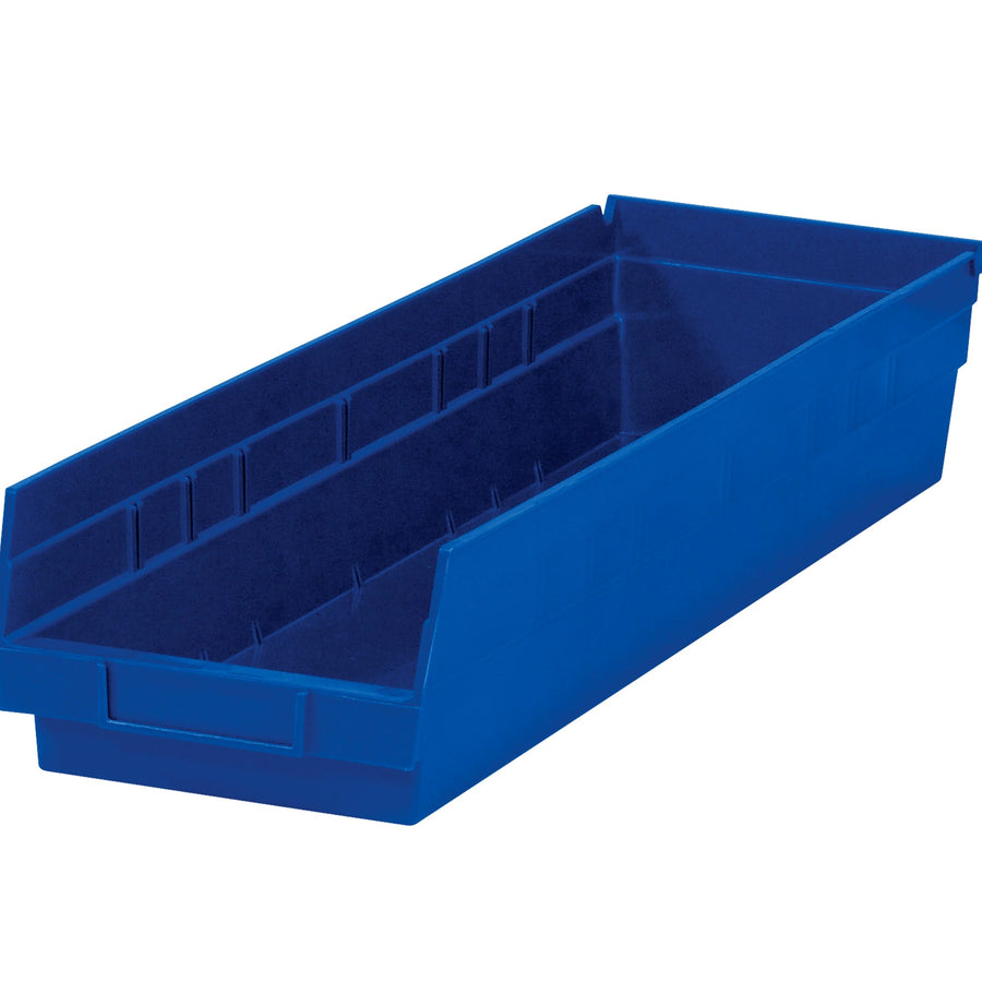 23 5/8 x 6 5/8 x 4 in Blue Plastic Shelf Bins 8/Case BINPS122B