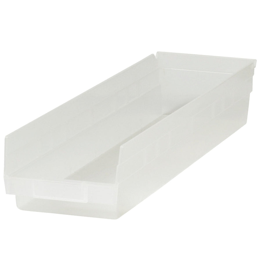 23 5/8 in Clear Plastic Shelf Bin Boxes 8/Case BINPS122CL