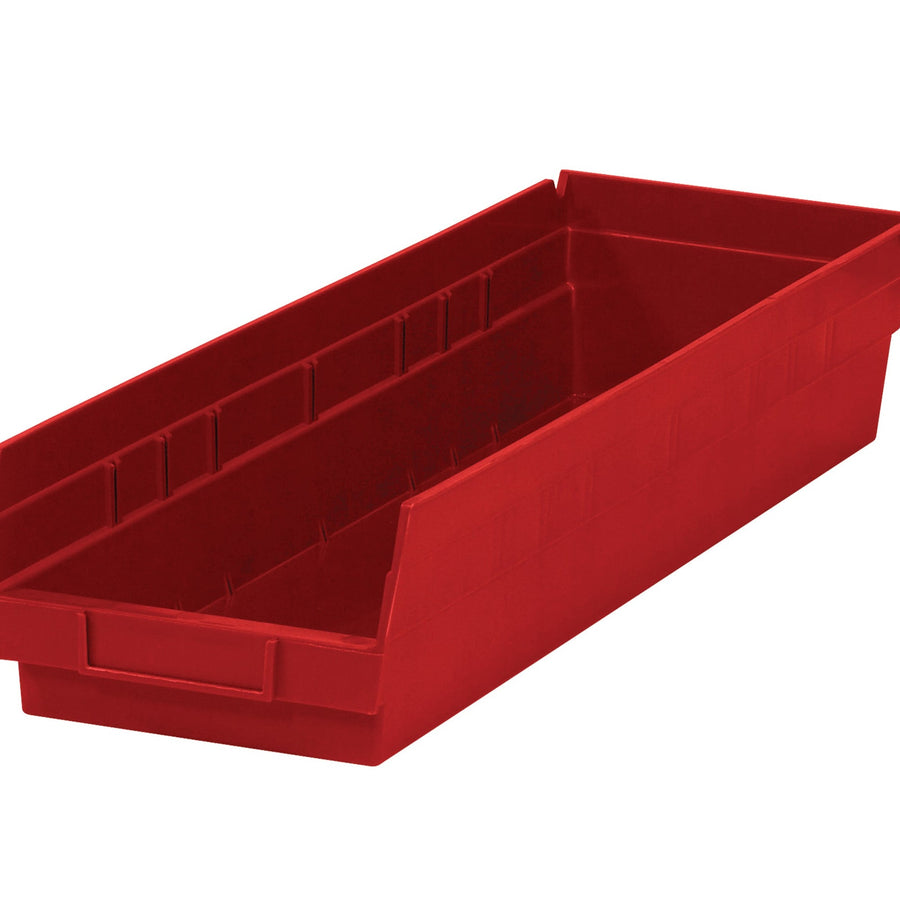 23 5/8 x 6 5/8 x 4 in Red Plastic Shelf Bin 8/Case BINPS122R
