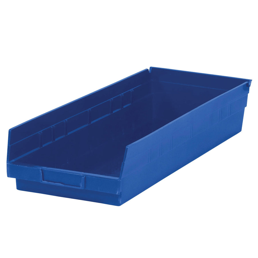 23 5/8 x 8 3/8 x 4 in Blue Plastic Shelf Bins 6/Case BINPS123B