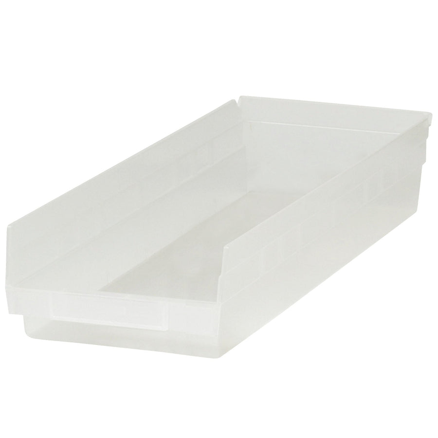 23 5/8 x 8 3/8 x 4 in Clear Plastic Shelf Bin Boxes 6/Case BINPS123CL