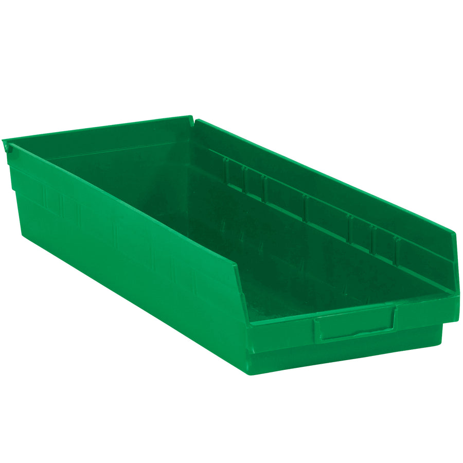 23 5/8" x 8 3/8" Green Plastic Shelf Bins - Organization, Case of 6