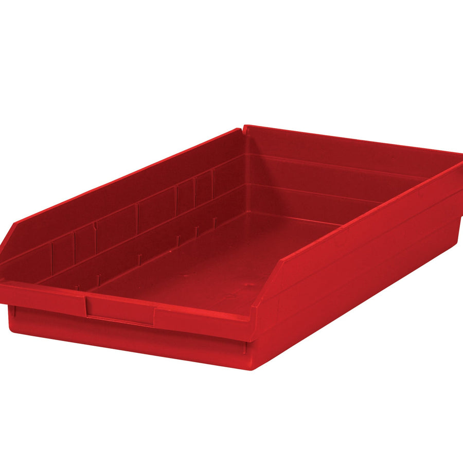 23 5/8 x 11 1/8 x 4 in Red Plastic Shelf Bin 6/Case BINPS124R