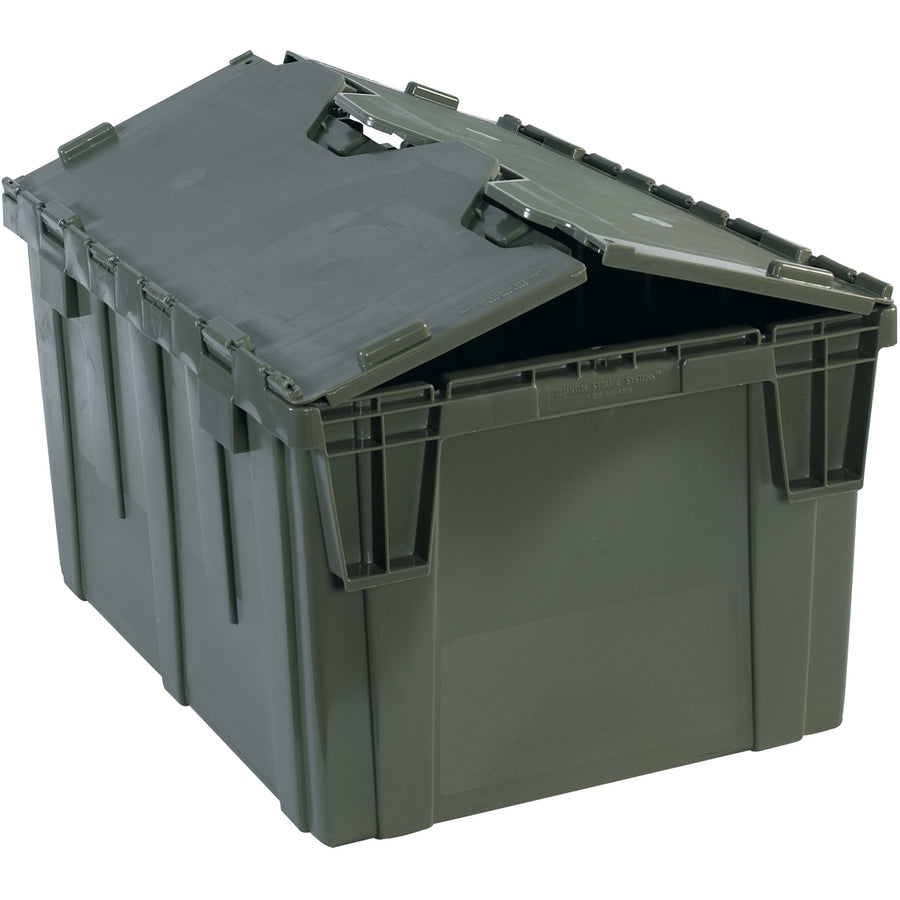 The 26x19x15 5/8" gray plastic round trip tote delivers dependable storage and transport for order picking and distribution operations. Interlocking tops with steel hinges and a textured, non-slip bottom ensure secure stacking and safe handling during shipping. Reusable design cuts long-term packaging costs while meeting compliance requirements.