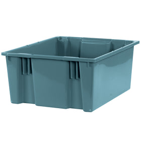 Save up to 40% warehouse floor space with these gray plastic stack and nest containers that collapse flat when empty. Textured non-slip bottom keeps loads secure during stacking, and flexible lid options let you customize your storage setup. Case of 3 containers fits seamlessly into your existing bin system.