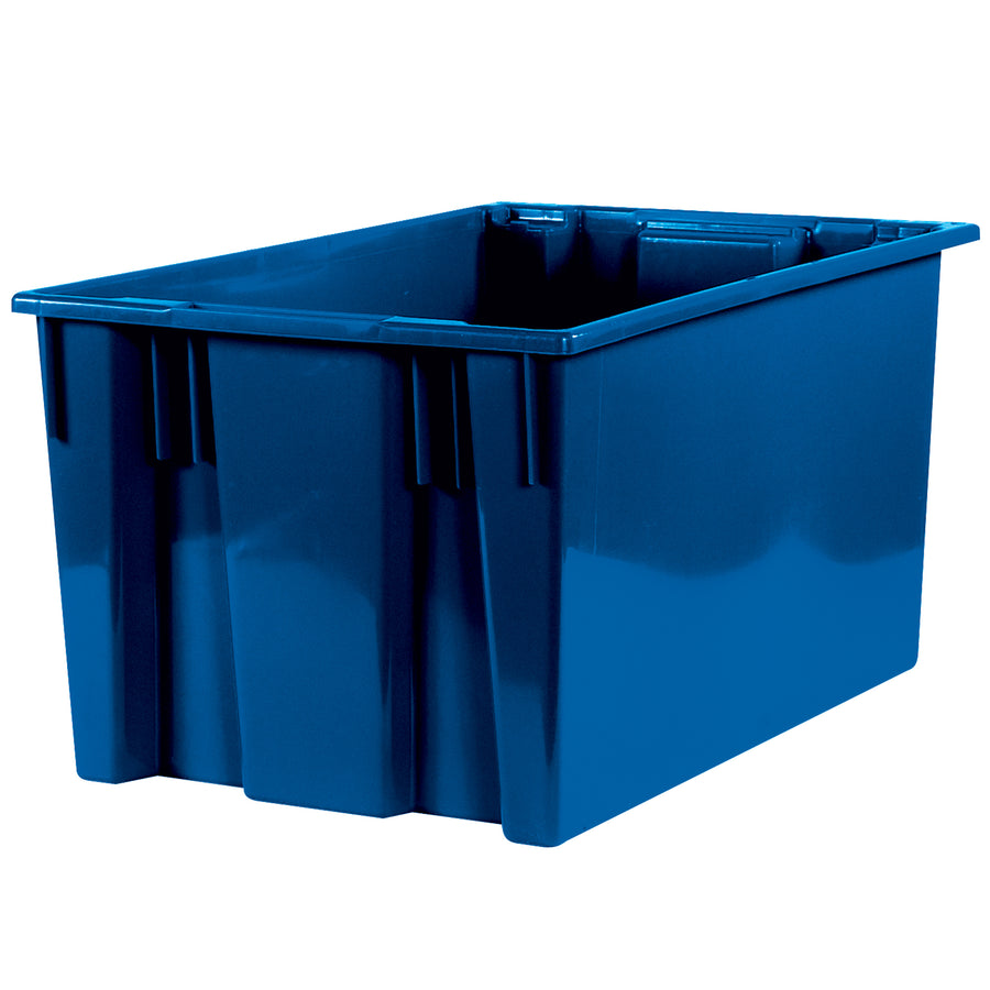 Maximize your warehouse footprint with these 26 5/8" x 18 1/4" x 14 7/8" plastic stack and nest containers. Built for operations managers who need heavy-duty storage that collapses when empty–cutting storage space by up to 40%. Textured non-slip bottom keeps loads secure; stack with or without optional lids.