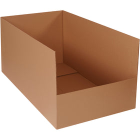 Stop products from falling off warehouse racks with these heavy-duty ECT-32 kraft corrugated bins. Built with one-piece construction for maximum durability and 42" depth to optimize your shelf storage space. Sold as a bundle of 10 bins.