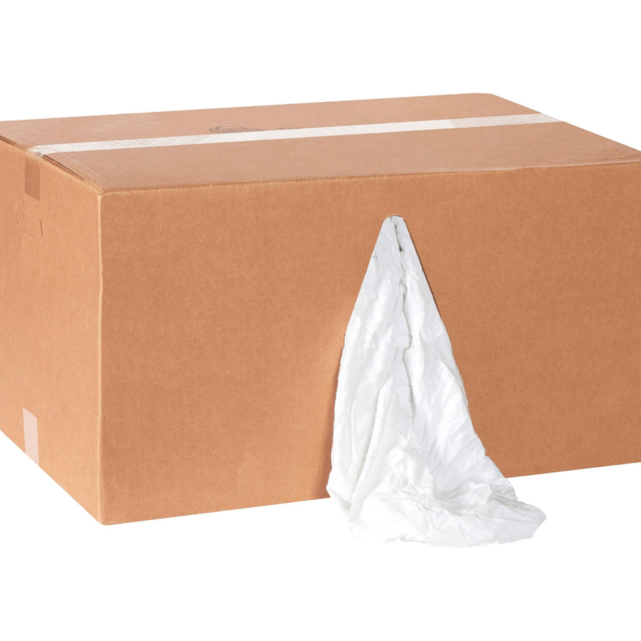 25 lb White Cotton/Polyester T-Shirt Rags 190/Case BR103