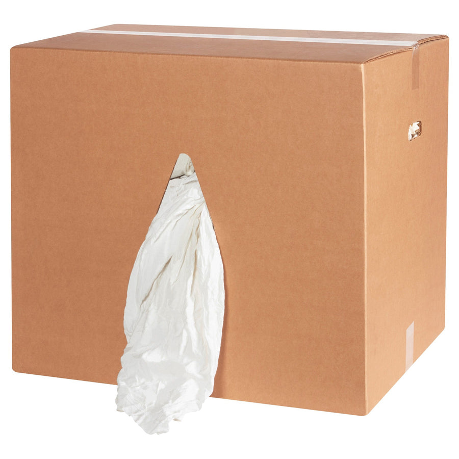 50 lb White Cotton/Polyester T-Shirt Rags 415/Case BR104