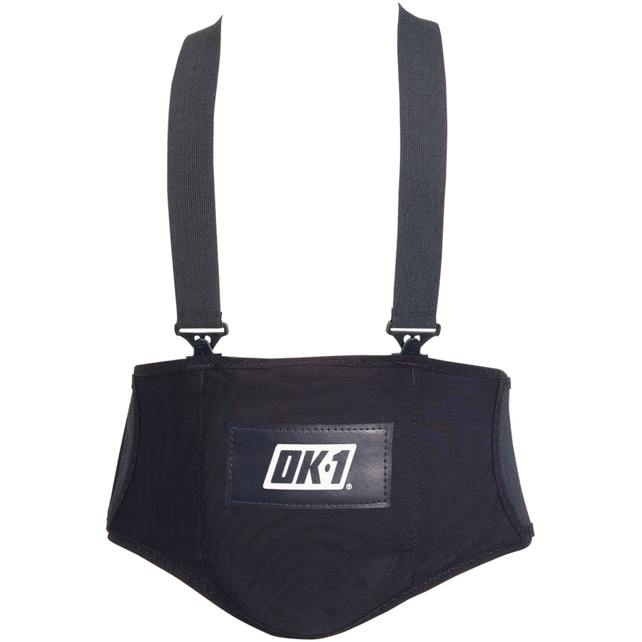 Heavy-duty lumbar support belt engineered for warehouse, manufacturing, and logistics workers who need reliable back protection during long shifts. Features a firm lumbar pad, nylon/elastic construction, and double closure system with detachable 1¬Ω" suspenders for secure, adjustable fit.