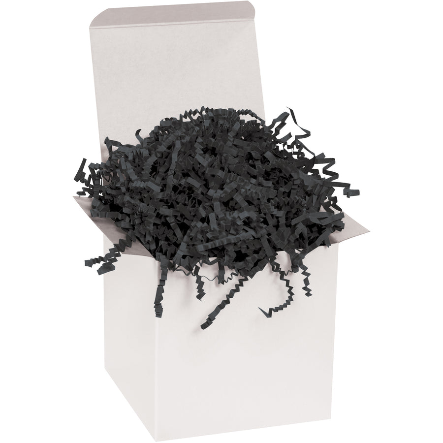 Premium black crinkle paper void fill protects products during shipping while reducing material costs. 10 lb case of protective packing paper with distinctive zigzag texture. Ideal for e-commerce, gift packaging, and industrial shipping applications requiring reliable cushioning and compliance.