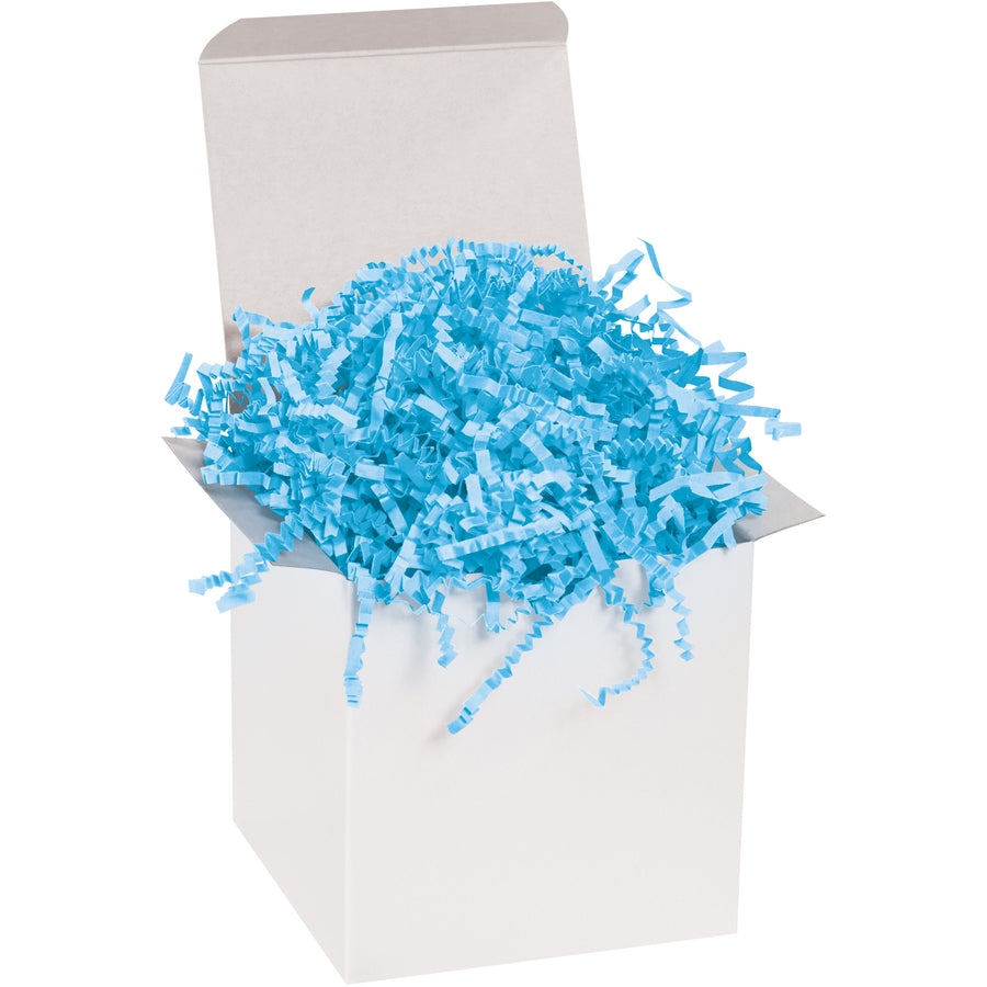 Professional-grade sky blue crinkle paper delivers reliable void fill, cushioning, and visual appeal in a convenient 10 lb case. This durable paper padding works as standalone packaging or layering material for gift boxes, baskets, and shipments. Perfect for businesses seeking cost-effective, compliant wrapping solutions.
