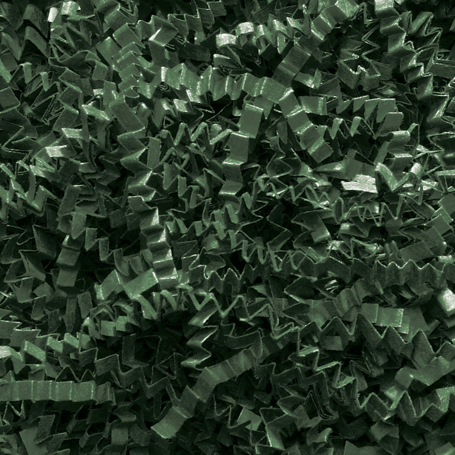 Premium 40 lb forest green crinkle paper delivers professional void fill and protective cushioning in bulk case quantities. This high-quality shredded packing paper features distinctive zigzagged strips that add visual appeal while securing products during shipment. Perfect for gift boxes, baskets, and e-commerce packaging that demands both protection and presentation.