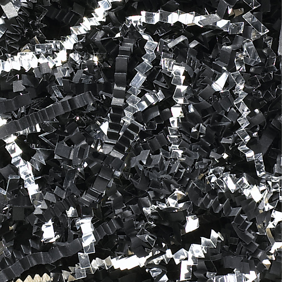 Premium black and silver metallic crinkle paper delivers professional void fill and cushioning protection in a convenient 10 lb case. This two-tone metallic blend combines durability with aesthetic appeal, making it ideal for shipping, gift baskets, and retail packaging. Cost-efficient padding solution that meets shipping compliance standards.