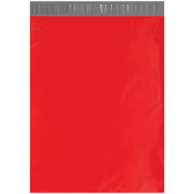 Professional-grade red poly mailers designed for e-commerce brands that demand durability. These 14.5x19 self-seal mailing bags feature 2.5 mil polyethylene construction with waterproof, puncture, and tear-resistant protection. Silver inner lining accepts labels and stamps for premium brand presentation.