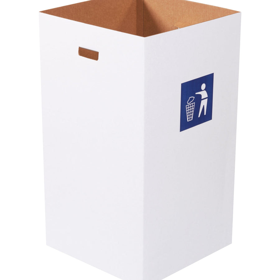 50 Gallon ECT-32 200# White Corrugated Trash Cans 10/Bundle CRR50W