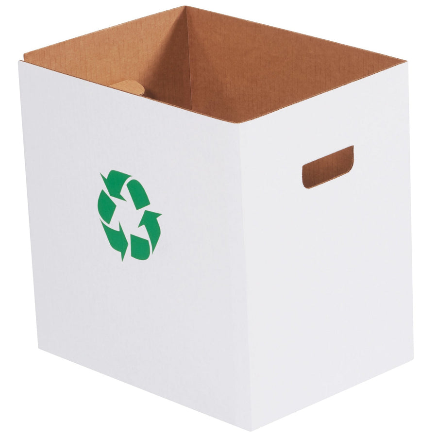 7 Gallon ECT-32 200# Corrugated Recycling Bin with Recycle Logo 20/Bundle CRR7R