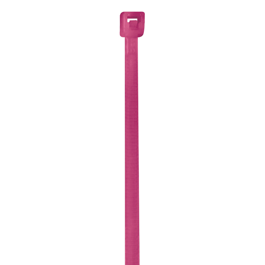 Lock-tight 4" fluorescent pink cable ties won't slip or loosen under tension. Heavy-duty 18 lb nylon construction rated for demanding industrial shipping, bundling, and storage applications. Sold by the case of 1,000 ties for maximum cost efficiency.