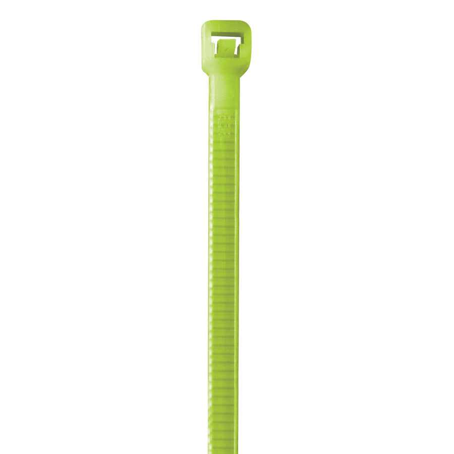 High-visibility fluorescent green cable ties engineered to stay locked tight and won't loosen during handling or shipping. 5.5" long, 40# nylon construction designed for industrial bundling, strapping, and secure storage. Sold by the case of 1000 ties for maximum cost efficiency.