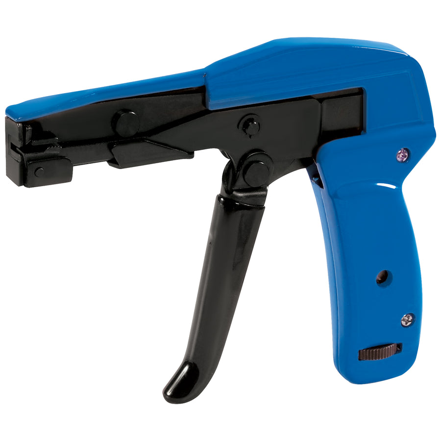 Heavy-duty metal cable tie gun engineered for industrial applications. Cuts cable ties up to 0.19" wide with 18-50 lb tensile strength for consistent, reliable performance. Essential tool for any warehouse, manufacturing, or assembly operation managing high-volume cable bundling.
