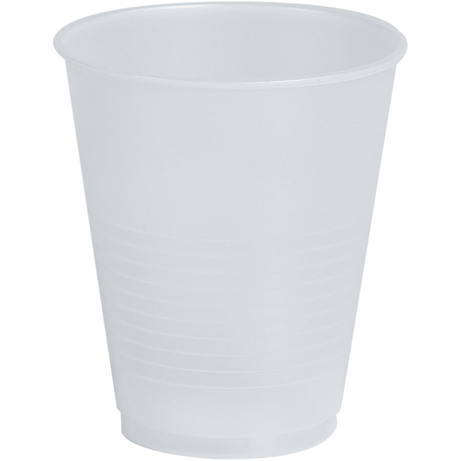 Get 1,000 durable translucent plastic cold cups per case‚ideal for high-volume breakroom supply and customer use. Each cup measures 4 3/8" H 3 1/4" top diameter, made from rigid plastic for reliable cold beverage containment. Disposable yet sturdy enough to reuse, saving costs without sacrificing durability.