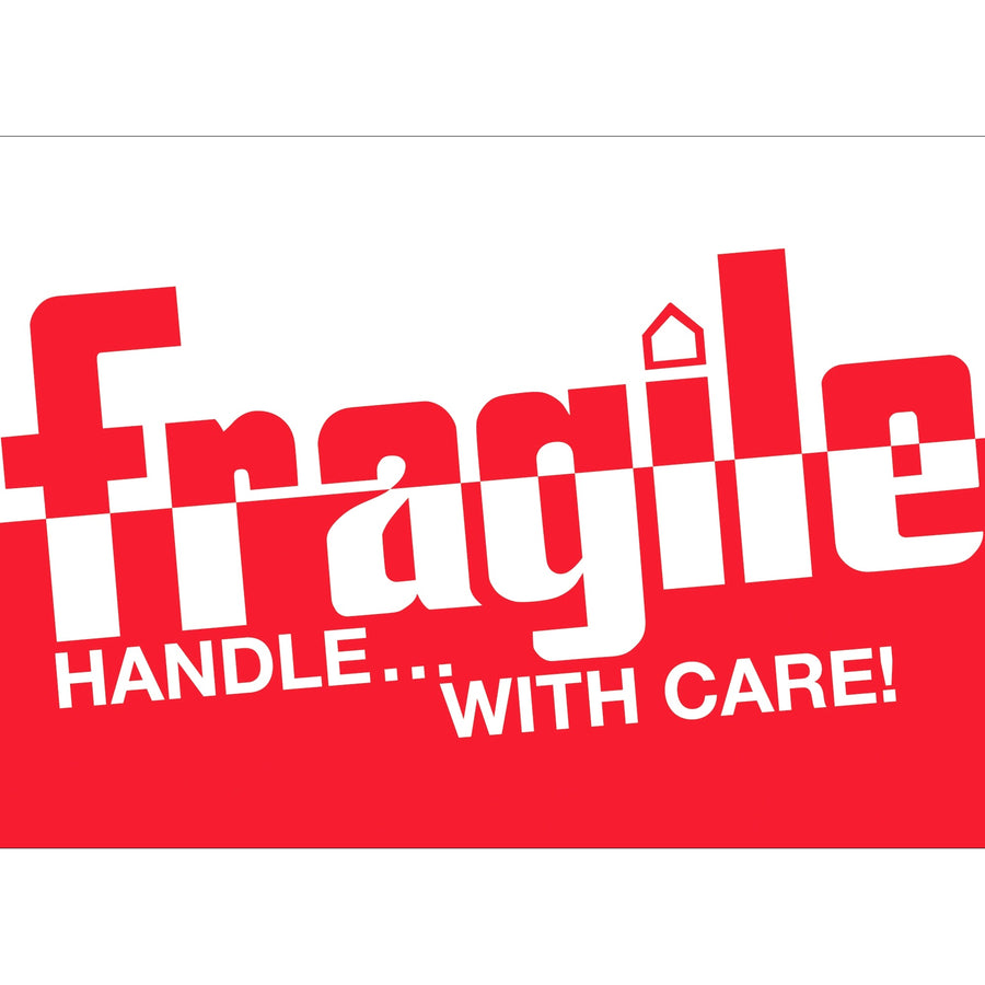 2x3 Fragile Handle With Care Labels Semi-Gloss Paper Roll 500 DL1054 - alias listing