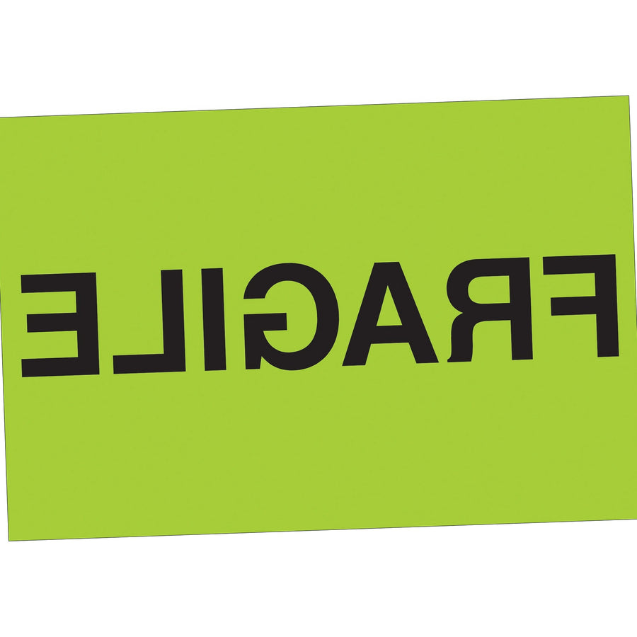 2x3 Fluorescent Green Semi-Gloss Paper Fragile Labels 500/Roll DL1056