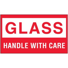 3x5 "Glass - Handle With Care" Labels