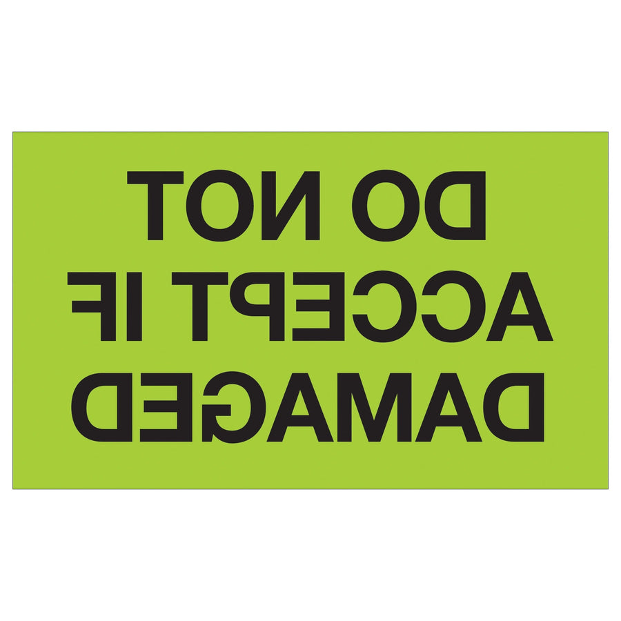 3x5 Fluorescent Green Do Not Accept If Damaged Labels 500/Roll DL1086 - alias listing