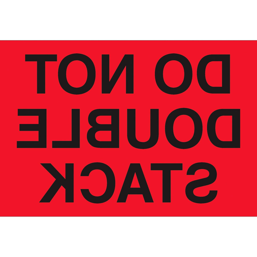 2x3 Fluorescent Red Do Not Double Stack Labels Semi-Gloss 500/Roll DL1092 - alias listing