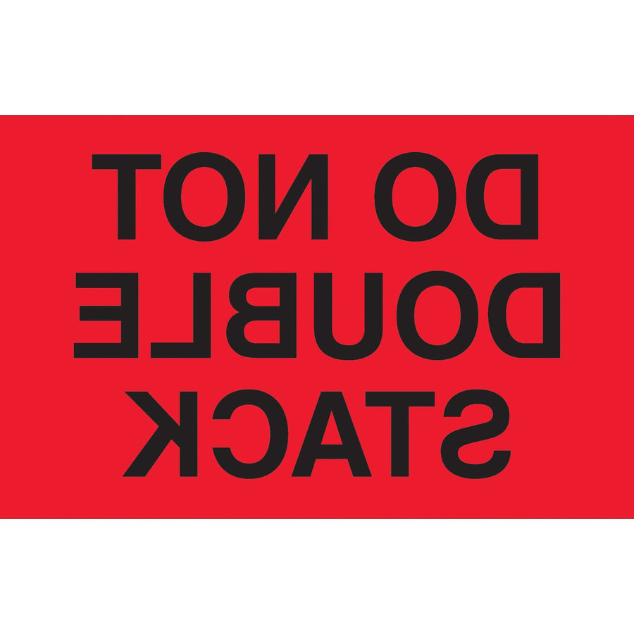 3x5 Fluorescent Red Do Not Double Stack Labels Semi-Gloss 500/Roll DL1093 - alias listing