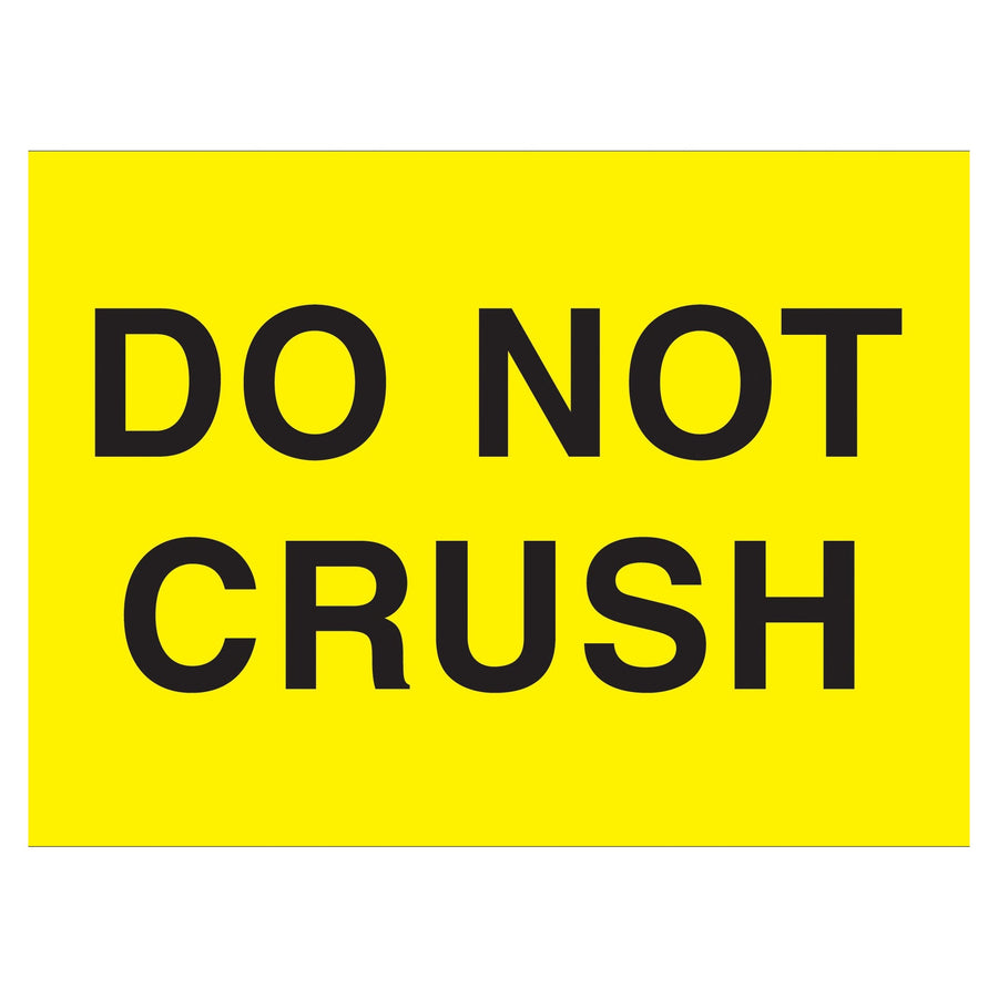 2x3 Fluorescent Yellow Do Not Crush Labels Semi-Gloss 500/Roll DL1105 - alias listing