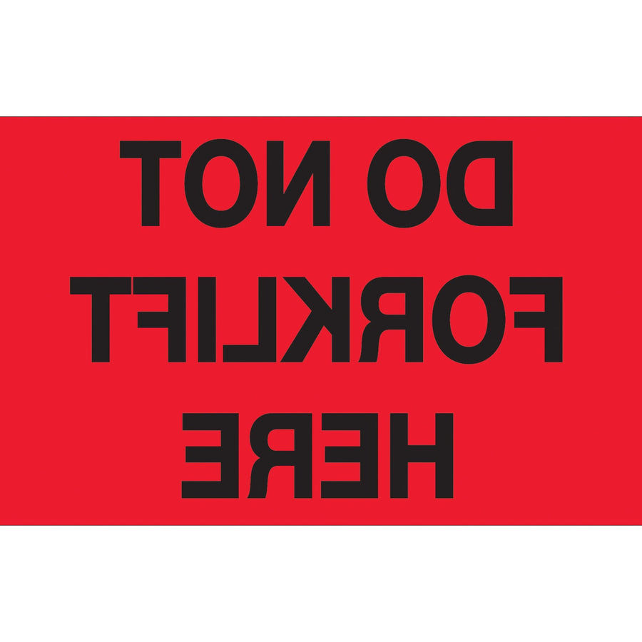 3x5 Fluorescent Red Do Not Forklift Labels Semi-Gloss 500/Roll DL1109 - alias listing
