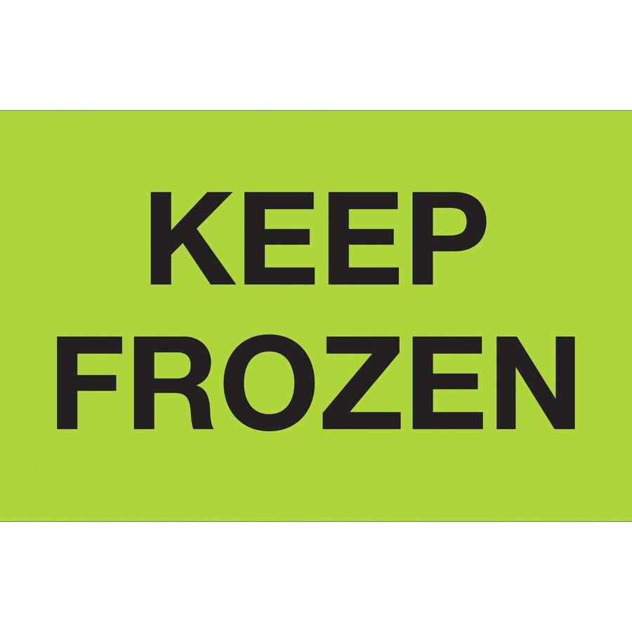 3x5 Fluorescent Green Keep Frozen Labels Semi-Gloss 500/Roll DL1114 - alias listing
